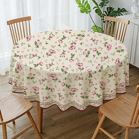 

Mindunm Pink Roses Tablecloth Rosette Tablecover Wrinkle Resistant and Washable Perfect for Kitchen Dining Room Outdoor Picnic Patio Party Round60x60 inch