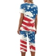 thumbnail image 4 of Women's 4th of July Pajama Sets 2 Pieces Lounge Sleepwears US Patriotic Printed Plus Size Short Sleeve Top and Capri Pants Independence Day Gifts, 4 of 6