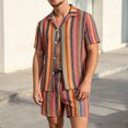 thumbnail image 2 of QSAWXQZ Men's Vintage Jacquard 2PC Outfits Set Lapel V Neck Short Sleeves Shirt Elastic Waist Shorts with Pockets Athletic Outfit for Summer XL, 2 of 9