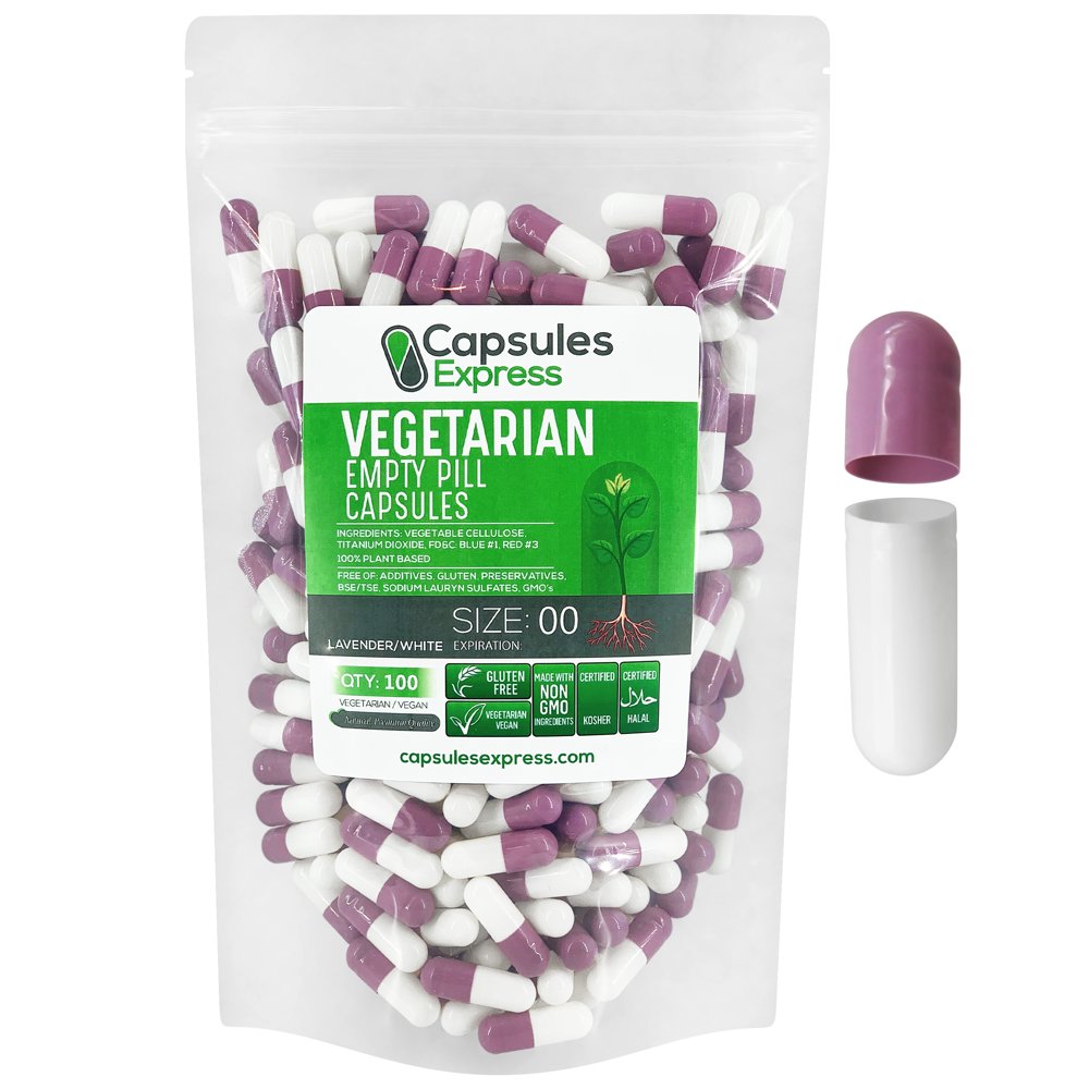 XPRS Nutra Size 00 Lavender and White Empty Vegan Capsules Vegetarian
