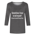 thumbnail image 4 of Chemises pour Femmes Habillées Décontractées, Chemises à Manches 3/4 pour Femmes, Tuniques à Manches Courtes Grande Taille pour Femmes, T-shirt à Manches 3/4 à Col Rond Imprimé Lettres Mode Décontractée pour Femmes, 4 of 5