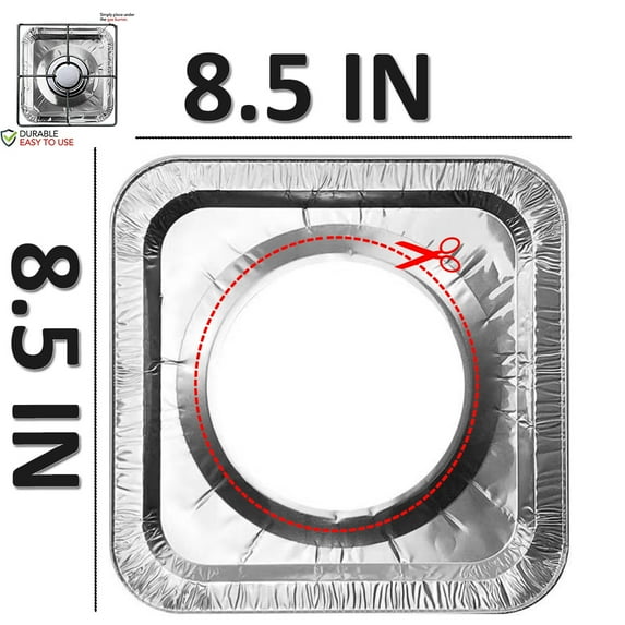 300 Pack Gas Burner Liners Aluminum Foil Square Stove Burner Covers Range Protectors Bib Liners Disposable Gas Burner Bibs Gas Top Liner Stove Aluminum Foil Drip Pans Easy Clean - (8.5" Square)