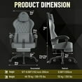 thumbnail image 4 of SOONTRANS Ergonomic Gaming Chair with Footrest, Adult Office Chair with Pocket Spring Cushion, Gamer Game with Massage Lumbar Cushion Linen Fabric, Reclining Computer Chair, Grey & Black, 4 of 10