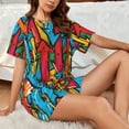 thumbnail image 4 of Sikiie Colorful Arrow Graffiti Pattern Womens Pajama Sets Short Sleeve Top With Pants Sleepwear 2 Piece Lounge Set-X-Large, 4 of 6