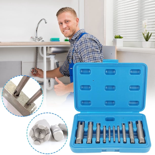 Kit extractor de tornillos de acero - Juego dañado de destornillo y pernos con estuche de almacenamiento, 20 piezas