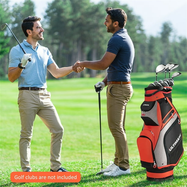 Costway Bolsa de Soporte de Golf Bolsa de Carro de Golf Ligera y Portátil  con 14 Divisores Bolsillos Capucha para Lluvia 42 x 31 x 91,5 cm