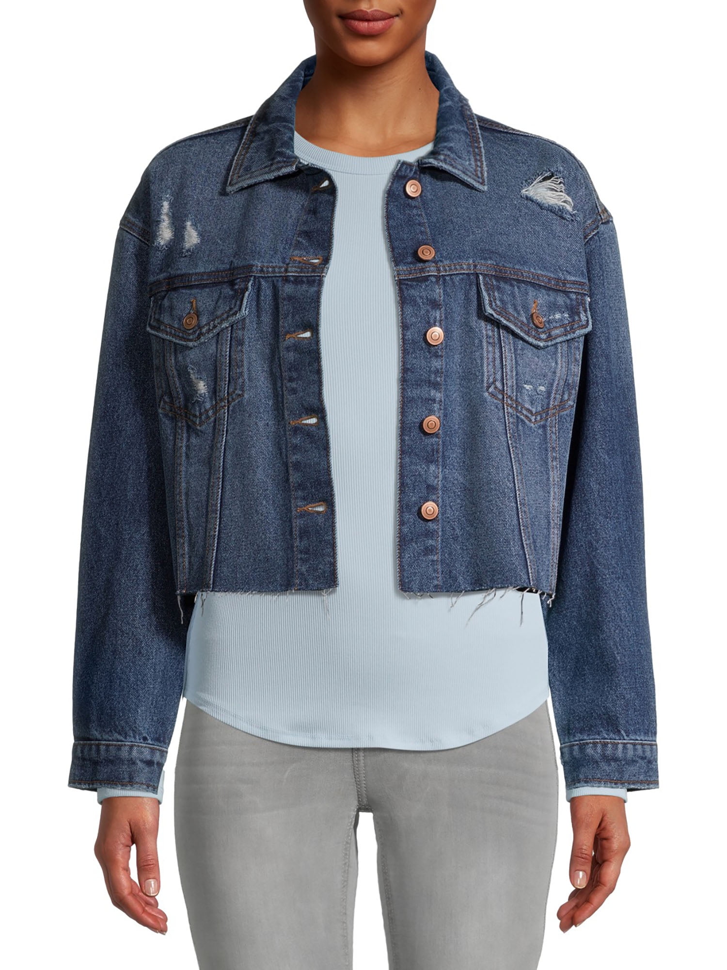 Juniors' Cropped Denim Jacket 