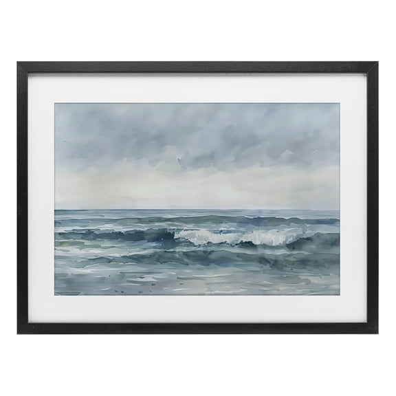 Stupell Industries Coastal Dramatic Moody Shore Black Framed Print Under Glass, 20 x 14, by LSR Design Studio