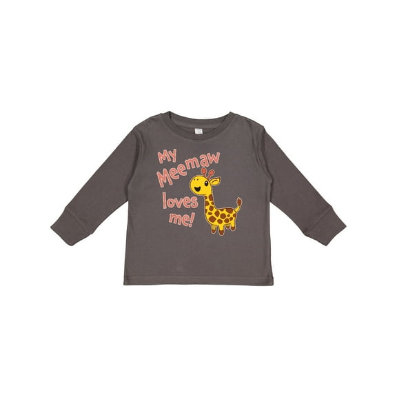 Inktastic My Meemaw Loves me- cute giraffe Boys or Girls Long Sleeve Toddler T-Shirt