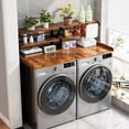 thumbnail image 5 of Advwin 54" Washer Dryer Countertop with Hanging Rod & Storage Shelves, Laundry Room Countertop Set, Washer and Dryer Topper with Anti-Slip Pads, Rustic Brown, 5 of 8