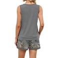 thumbnail image 6 of GILIGEGE Two Piece Sets for Women Lounge Short Sets Tank Square Neck Sleeveless Sweatsuit with Pocket Vacation Outfits Drawstring Boho Shorts Set Tropical Loungewear for Daily Wear Blackish Green, 6 of 9