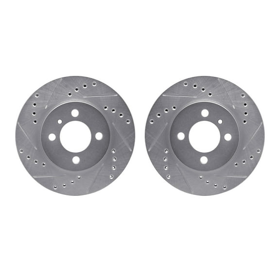 Dynamic Friction Company Front Brake Rotors-Drilled and Slotted-Silver 7002-31012