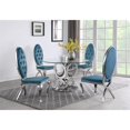 thumbnail image 2 of Silver Stainless Steel 5 Piece Dining Set with Round Clear Glass Table, 2 of 4