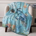 thumbnail image 3 of Throw Blanket for Couch Turtle Soft Fleece Flannel Blankets Cozy Lightweight Blanket for Home Sofa Living Room Starfish Ocean Bed Throws 30" x 40", 3 of 9