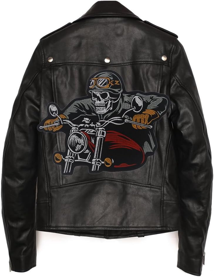 Skull Motorcycle Driver Iron on Jacket Backpacks Biker Patches Individuality Fabric Badge DIY Decorative Fabric Patch 1 Piece