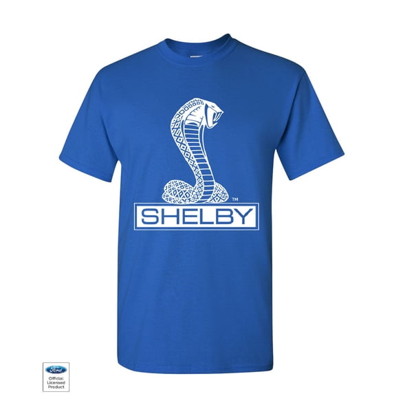 Tee Hunt Shelby Cobra T-Shirt American Classic Muscle Car Ford Mustang Mens Shirt, Blue, Medium