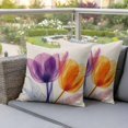 thumbnail image 4 of Spring Purple Pillow Covers 2 Pack Orange X-ray Tulip Flower Retro Pillowcase Waterproof Outdoor Throw Pillow Cover for Patio Garden Square Cushion 26”x26”, 4 of 9