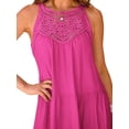 thumbnail image 4 of Fangasis Ladies Tank Dress Halter Neck Mini Sleeveless Sundress Women Loose Swing Simple Boho Short Rose Red S, 4 of 5