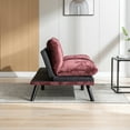 thumbnail image 5 of Convertible Sofa Bed Loveseat Futon Bed Breathable Adjustable Lounge Couch with Metal Legs,Futon Sets for Compact Living Space Chenille- Wine Red, 5 of 9