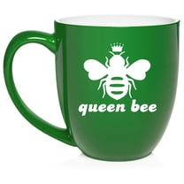 Queen Bee Ceramic Coffee Mug Tea Cup Gift (16oz Green)