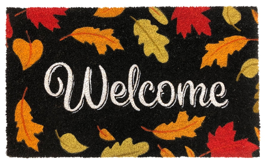 Welcome Leaves Fall Coir Doormat Natural Fiber Colorful Autumn 18' x 30'