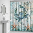 thumbnail image 6 of Retro Sea Crabs Bathroom Shower Curtain, Sea Stars Corals Ocean Animals Waterproof Washable Soft Bath Curtain for Bathtub Decor with 12 Hooks&Grommet, 66x72 Inch, 6 of 9