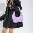 thumbnail image 3 of Mujer Bubble Tote Hobo Bags Satchel Underarm Monedero Bolso Hombro Plisado (púrpura), 3 of 9