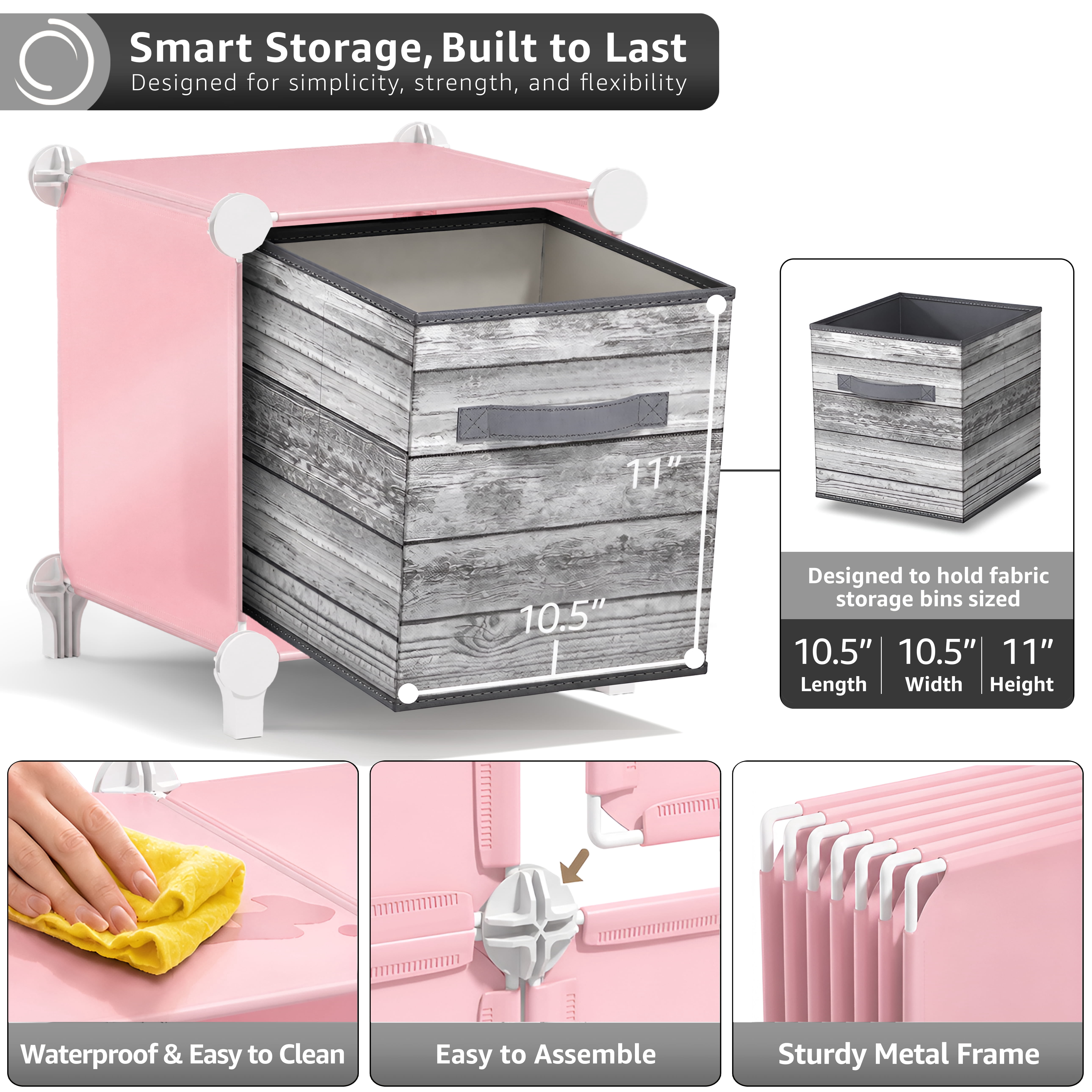 Sorbus 4-Cube Storage Organizer, Waterproof Cubby Shelf for Closet & Bedroom, Pink