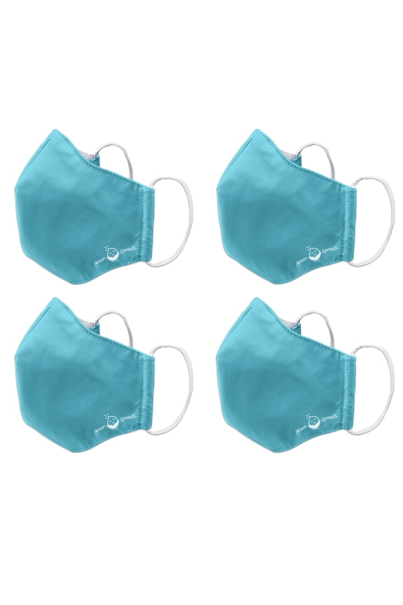 by green sprouts 4 Pack Reusable Face Mask and Storage Bag with Carbon Filter and Water-Resistant Adult Large Aqua