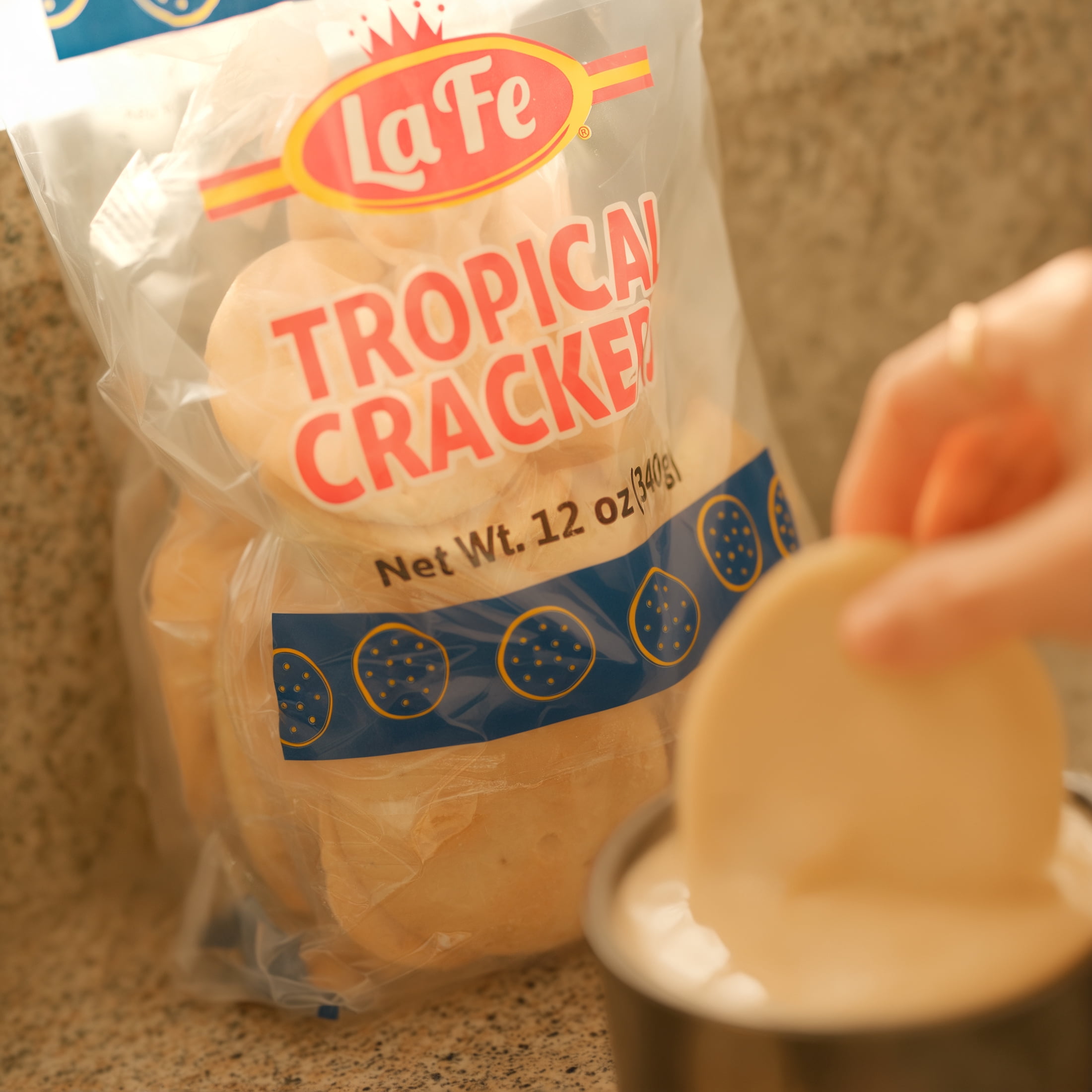La Fe Tropical Crackers, Tropical Flavor, 3 oz Bag, Snack Crackers