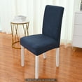 thumbnail image 4 of Amdohai Simple Chair Cover Seat and Rest In One Half Package M Chair Protective Cover Polar Fleece Material Elastic Striped Grid for Dining Hotel Home Use, 4 of 8