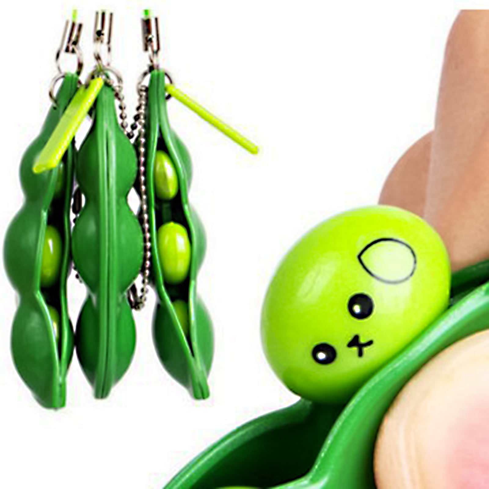 Cute Funny Beans Squeeze Toys Adult Anti-Stress Relief Anxiety Keychain#^ 