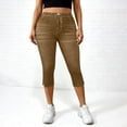 thumbnail image 7 of Fnooota Capris Pants for Women, Casual No Pockets Summer Slim Fit Stretchy Faux Denim Capris Khaki Size XL, 7 of 7
