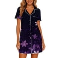 thumbnail image 6 of Yeaiivve Button Down Nightgowns for Women Cute Bow Print Short Sleeve Nightshirts Boyfriend Shirt Sleepdress Soft Pajama Dress Multicolor,L, 6 of 7