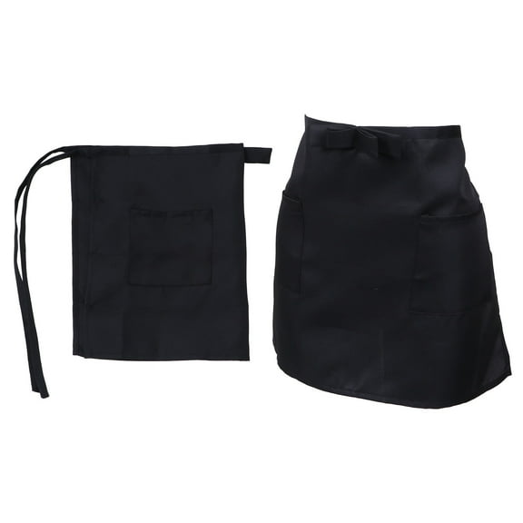 PAMINGONO 2pcs Short Chef Aprons With Pockets Half Cooking Apron For Men Women Waist Strap Stylish Design Random Color