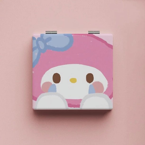Sanrio Hello Kitty-Espejo de doble cara Kawaii, bonito Kuromi My Melody, dibujos animados, portátil, plegable, para estudiantes, maquillaje, regalos para niñas