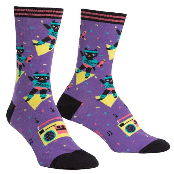 Cat-ercise One Size Fits Most Purple Ladies Crew Socks