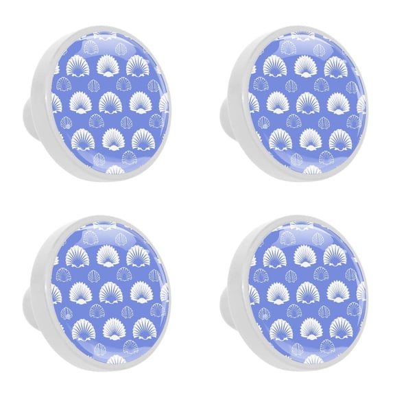 4 Pcs Sea Shells Knobs for Kitchen Cabinet Cupboard Dresser Bookcase Drawer Pulls Handles Round Home Decor