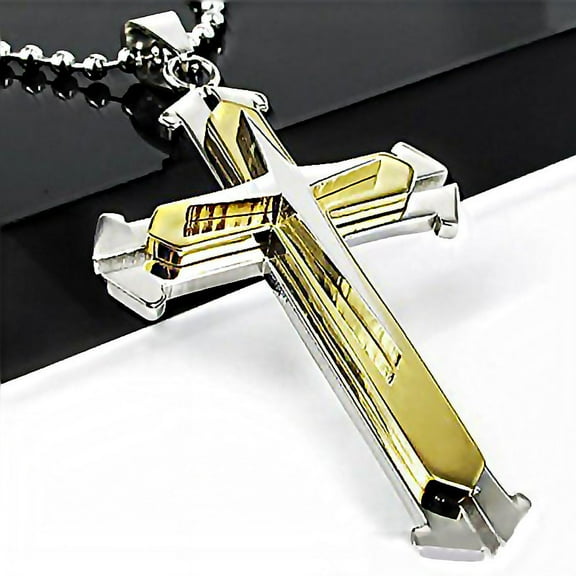 Cross Alloy Pendant Necklaces for Men Golden 21.65~23.62 inch(55~60cm)