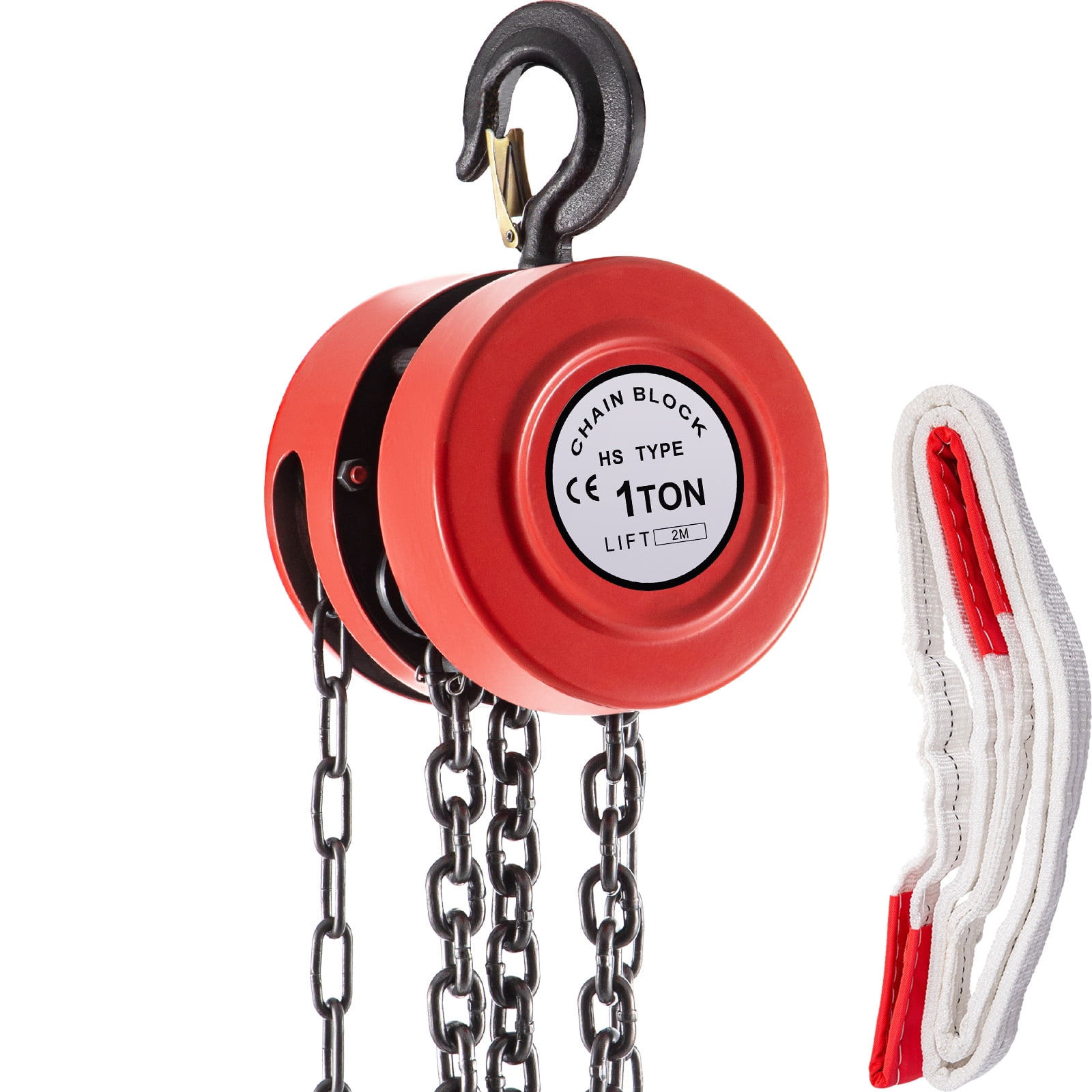 Red 7ft/2m Lift Manual Hand Chain Block VEVOR Hand Chain Hoist Manual Hoist w/Industrial-Grade Steel Construction for Lifting Good in Transport & Workshop 2200 lbs /1 Ton Capacity Chain Block