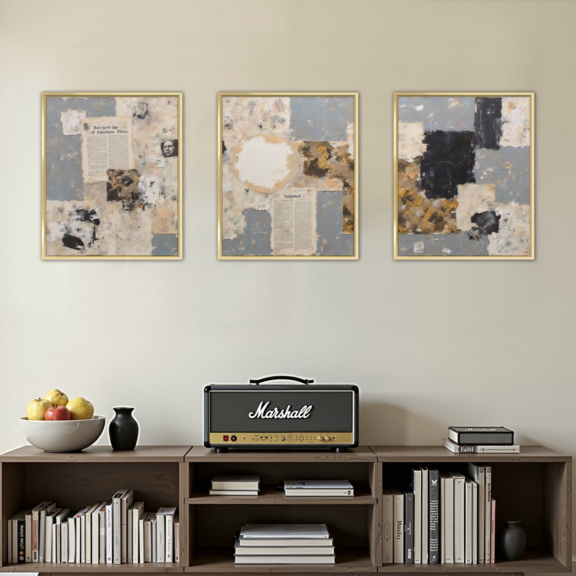 MAYEERTY Modern Abstract Wall Art Painting, Living Room Decor, Glod Aluminum Alloy Frame, 7.87"x9.84"