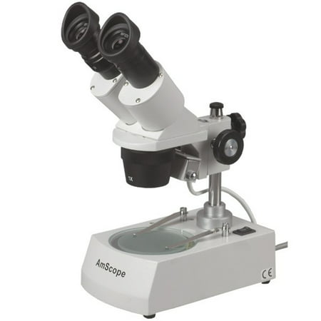 AmScope SE306R-PZ Forward Binocular Stereo Microscope, WF10x and WF20x Eyepieces, 10X-80X Magnification, 2X and 4X Objectives, Upper and Lower Halogen Light Source, Pillar Stand, (Best Stereo Microscope For Entomology)