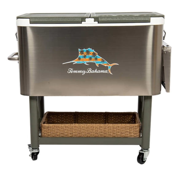 Tommy Bahama - 100 Qt Stainless Steel Rolling Party Cooler - 130 Can Capacity