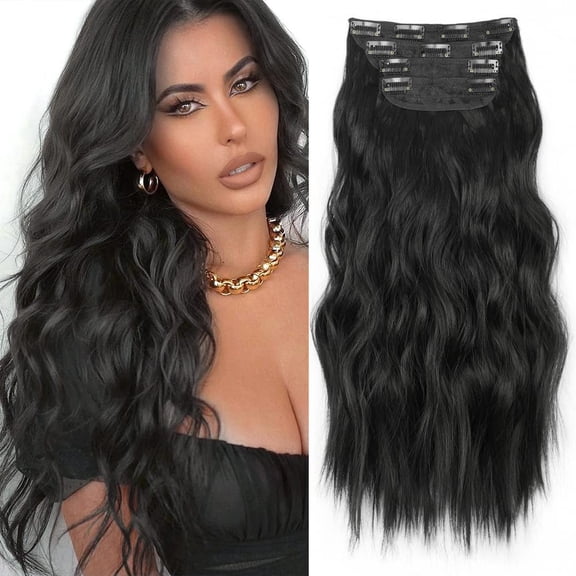 Synthetic Hairpiece - Long Wavy Clip In Hair Extensions For Women - High Temperature Fiber