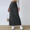 thumbnail image 1 of Falda lateral con abertura alta para mujer falda larga de punto cómoda elegante para uso diario, 1 of 7