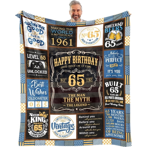 65th Birthday Gifts for Men - 1961 Birthday Gifts for 65 Year Old Man - 65 Year Old Birthday Gifts Men - 65th Birthday Gift Ideas Blanket 60" x 50"