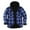 23# Blue, variant on Mens Flannel Plaid Coral Fleece Lined Hooded Shirt Jacket Casual Long Sleeve Button Down Hoodie with Pockets Gray 3XL