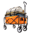 thumbnail image 4 of Foldable Wagon Cart with Strapping System, Utility Wagon Grocery Cart with Adjustable Handle for Camping Shopping Sports Gardeing, All-Terrain Wheels, 225lbs Capacity, Orange, 4 of 9