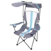 Kelsyus Premium Portable Camping Folding Outdoor Lawn Chair w/ 50+ UPF Canopy, Cup Holder, & Carry Strap, Blue & Gray