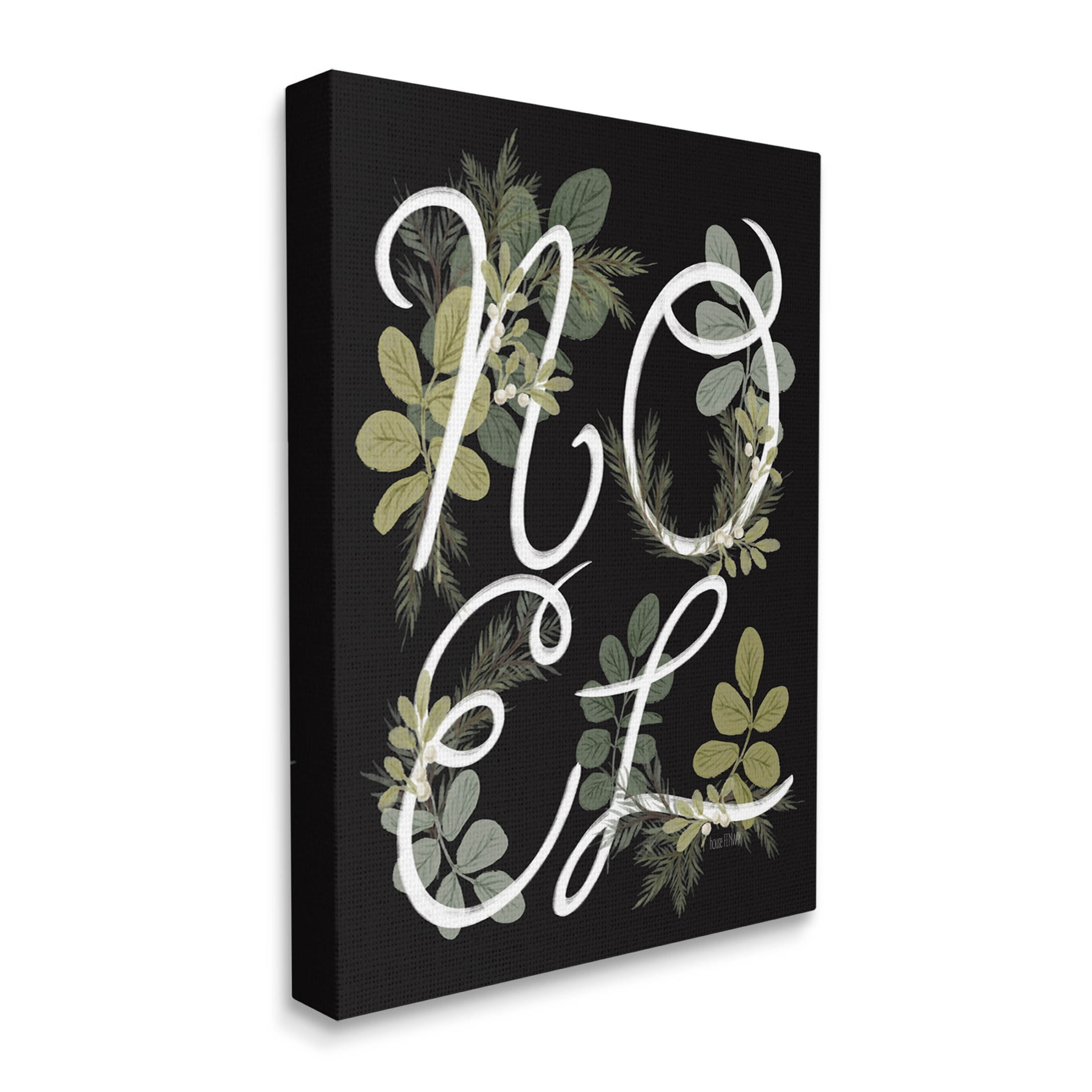 Noel Intertwined Botanical Leaves Holiday Graphic Art Gallery Wrapped Canvas Print Wall Art